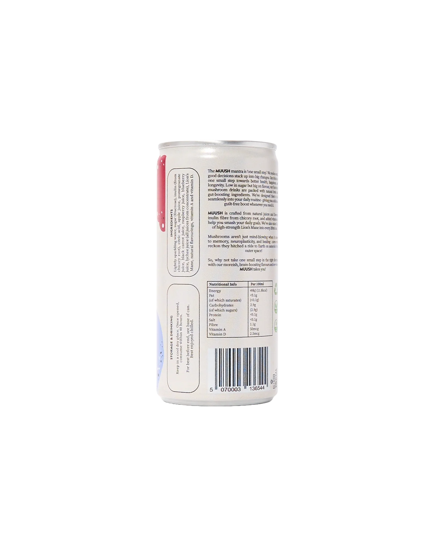 Mini Blueberry & Raspberry Lion's Mane Soda (200ml) - Image 2